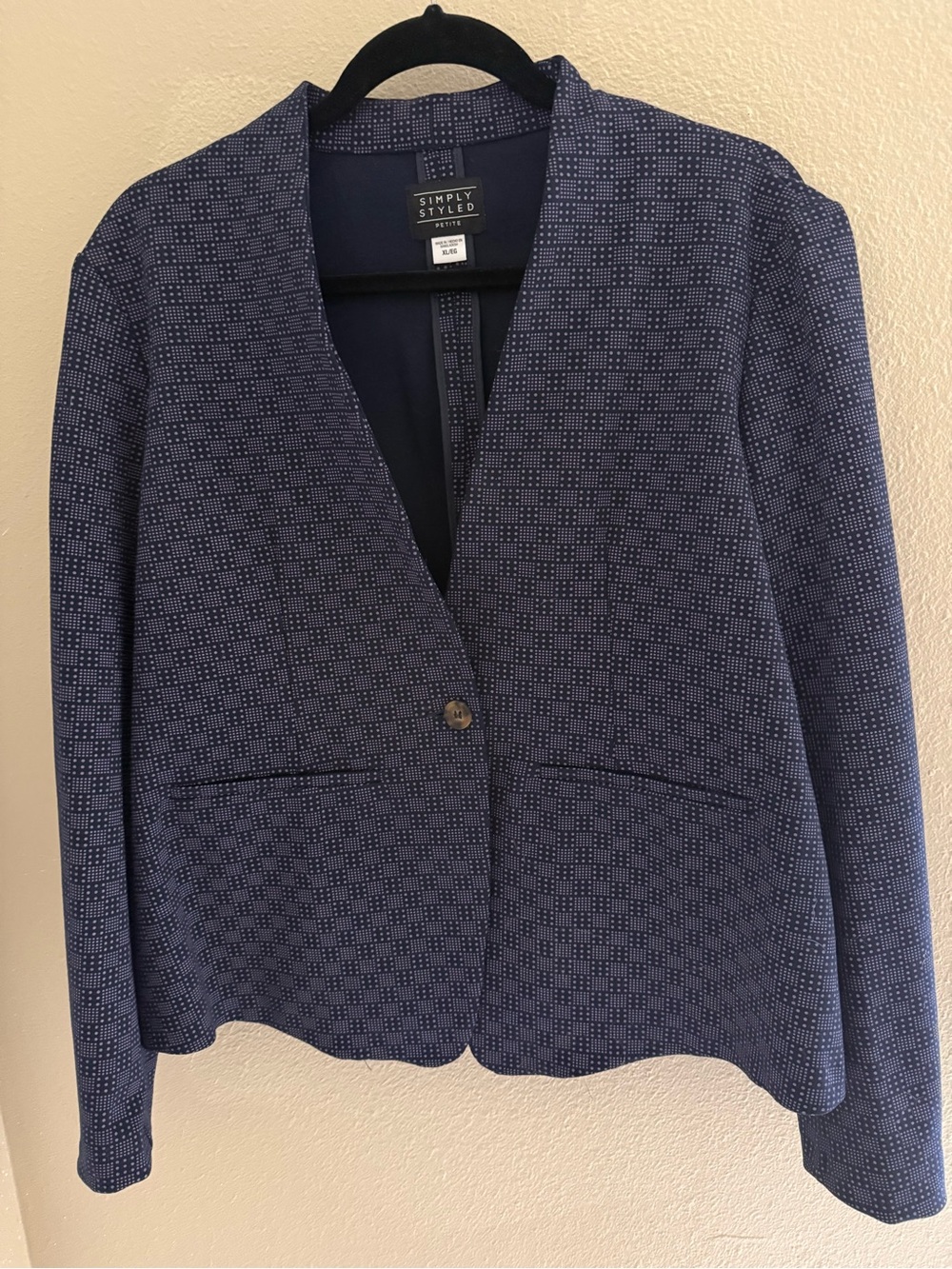 Simply Styled Navy Blue Patterned Women's Blazer